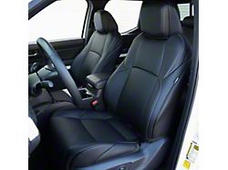Premium Artificial Leather Front and Rear Seat Covers; All Black with White Stitching (24-26 Tacoma)