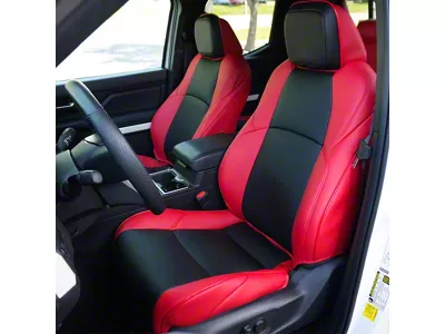 Premium Artificial Leather Front and Rear Seat Covers; Red with Black Accent Insert (24-26 Tacoma)
