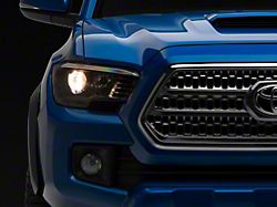 Projector Headlights with Amber Corners; Black Housing; Clear Lens (16-23 Tacoma w/ Factory Halogen DRL)
