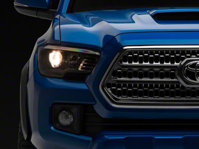 Projector Headlights with Amber Corners; Black Housing; Clear Lens (16-23 Tacoma w/ Factory Halogen DRL)