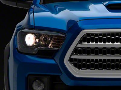 Projector Headlights with Amber Corners; Chrome Housing; Smoked Lens (16-23 Tacoma w/o Factory Halogen DRL)