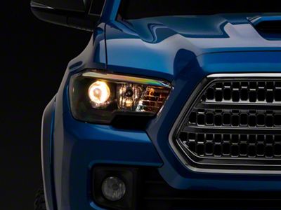 Projector Headlights; Black Housing; Clear Lens (16-23 Tacoma w/ Factory Halogen DRL)
