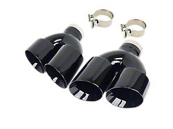Quad Staggered Angle Cut Exhaust Tips; 4-Inch; Gloss Black (Fits 3-Inch Tailpipe)