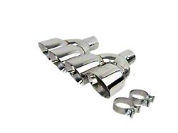 Quad Staggered Slant Cut Exhaust Tips; 4-Inch; Chrome Polished (Fits 2.50-Inch Tailpipe)