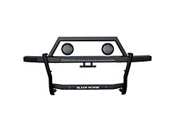 Rambler Grille Guard with 30-Inch LED Light Bar and 5.30-Inch Black Round Flood LED Lights; Matte Black (24-26 Tacoma)
