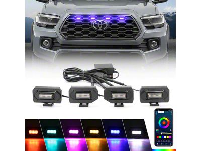 Raptor Style Grille Lights; RGB (20-23 Tacoma TRD Off-Road, TRD Sport)