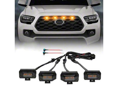 Raptor Style Grille Lights; Yellow (20-23 Tacoma TRD Off-Road, TRD Sport)
