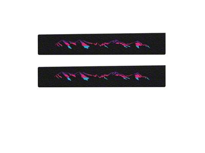 Rear Door Sill Protection with Mountain Logo; Black with Lady TRI-Color (05-23 Tacoma Access Cab, Double Cab)