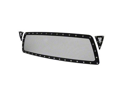 Rivet Style Mesh Upper Grille Insert; Black (05-11 Tacoma)