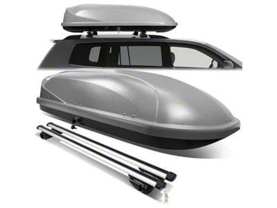 Roof Rack Cross Bars with Lockable Cargo Box; 53-Inch Cross Bars; Gray (Universal; Some Adaptation May Be Required)