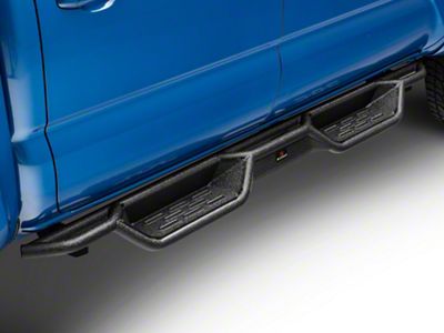 Round Tube Drop Style Nerf Side Step Bars; Black (05-23 Tacoma Double Cab)