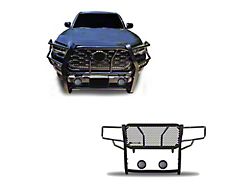 Rugged Heavy Duty Grille Guard with 5.30-Inch Black Round Flood LED Lights; Black (16-23 Tacoma)