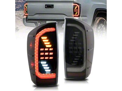 Sequential LED Tail Lights; Black Housing; Smoked Lens (16-23 Tacoma)