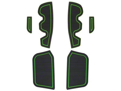 Side Door Pocket Foam Inserts; Black/Green (16-23 Tacoma Access Cab)