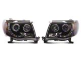 Signature Series LED Halo Projector Headlights; Black Housing; Clear Lens (05-11 Tacoma)