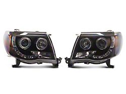 Signature Series LED Halo Projector Headlights; Black Housing; Clear Lens (05-11 Tacoma)