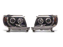 Signature Series LED Halo Projector Headlights; Black Housing; Smoked Lens (05-11 Tacoma)