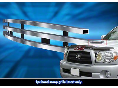 Stainless Steel Billet Hood Scoop Grille Overlay; Hairline Silver (05-10 Tacoma w/ TRD Sport Package)