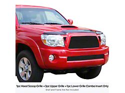 Stainless Steel Billet Hood Scoop, Upper and Lower Grilles; Black (05-11 Tacoma TRD Sport)