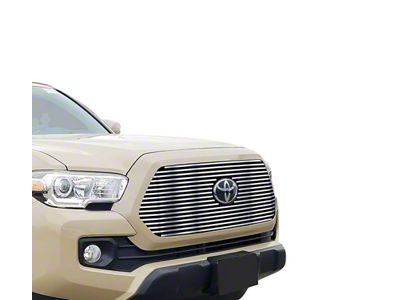 Stainless Steel Billet Upper Grille Insert; Chrome (18-19 Tacoma w/ TSS Sensor)