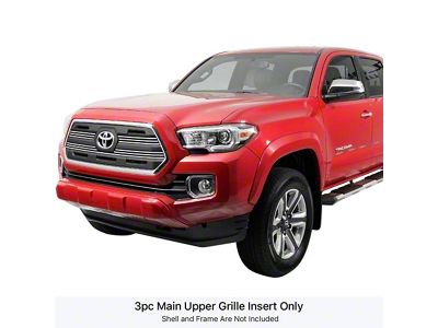 Stainless Steel Billet Upper Grille Overlay; Polished (16-19 Tacoma SR, SR5)