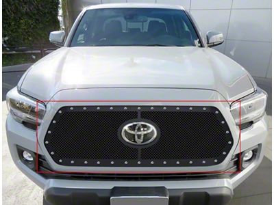 Stainless Steel Rivet Upper Grille Insert; Black (18-19 Tacoma w/ TSS Sensor)