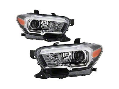 Switchback LED DRL Projector Headlights; Chrome Housing; Clear Lens (16-23 Tacoma SR, SR5)