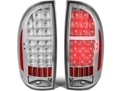 LED Tail Lights; Chrome Housing; Clear Lens (05-15 Tacoma w/ Factory Halogen Tail Lights)