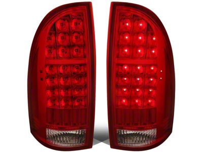 LED Tail Lights; Chrome Housing; Red Lens (05-15 Tacoma w/ Factory Halogen Tail Lights)