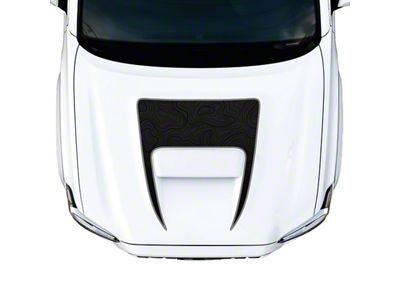Topographic Map Hood Graphic; Black with Orange Outline (16-23 Tacoma TRD Pro)