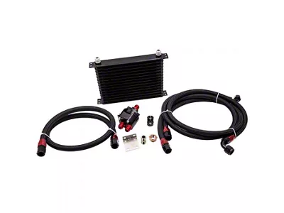 Universal Engine Oil Cooler with Oil Filter Adapter and Hose Kit; 15-Row (Universal; Some Adaptation May Be Required)