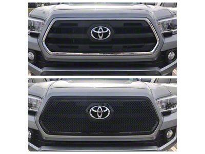 Chrome Delete Upper Grille Overlay; Gloss Black (16-19 Tacoma SR, SR5)