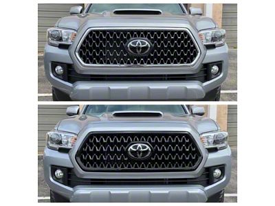 Chrome Delete Upper Grille Overlay; Gloss Black (18-19 Tacoma TRD Sport, TRD Off-Road)