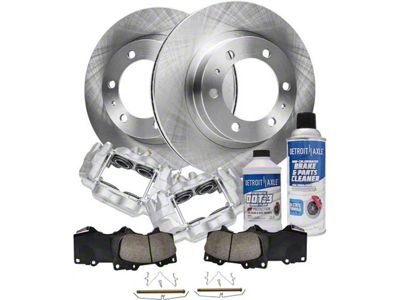 Vented 6-Lug Brake Rotor, Pad, Caliper, Brake Fluid and Cleaner Kit; Front (05-23 Tacoma)