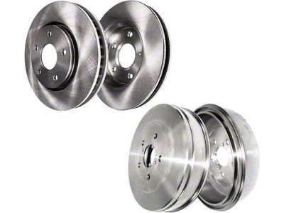 Vented 5-Lug Brake Rotors and Drums; Front and Rear (05-15 5-Lug Tacoma)