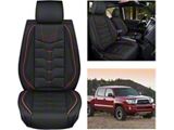 Waterproof Leather Front Seat Covers; Black and Red (05-26 Tacoma)