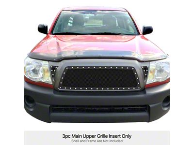 Wire Mesh Rivet Upper Replacement Grille; Black (05-11 Tacoma)