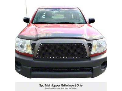 Wire Mesh Rivet Upper Replacement Grille; Black (05-10 Tacoma)
