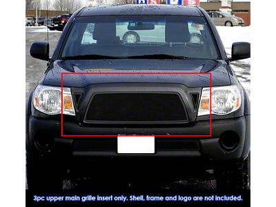 Wire Mesh Upper Grille Overlay; Black (05-10 Tacoma)