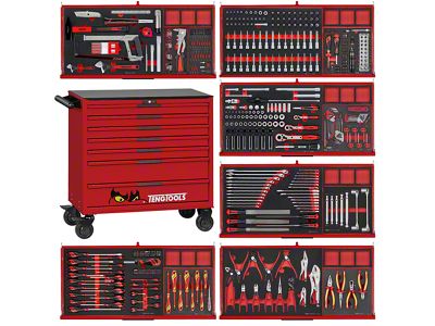Teng Tools 37-Inch PRO35 Red Roller Cabinet Foam Tool Kit