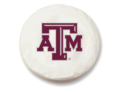 Texas A&M University Spare Tire Cover; White (66-18 Jeep CJ5, CJ7, Wrangler YJ, TJ & JK)