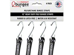 The Perfect Bungee 12-Inch Heavy Duty Flat Style Bungee Cords; Black; 4-Pack