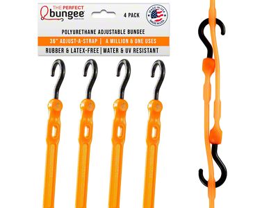 The Perfect Bungee 36-Inch Adjust-A-Strap Heavy Duty Adjustable Bungee Straps; Orange; 4-Pack