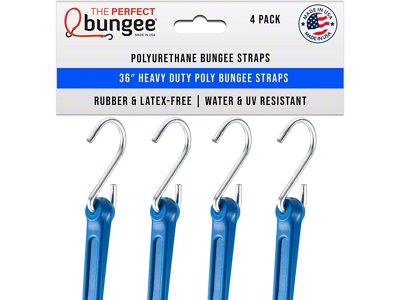 The Perfect Bungee 36-Inch Heavy Duty Flat Style Bungee Cords; Blue; 4-Pack
