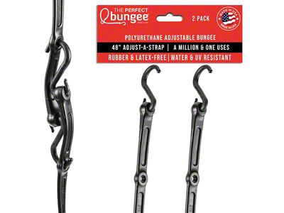 The Perfect Bungee 48-Inch Adjust-A-Strap Heavy Duty Adjustable Bungee Straps; Black; 2-Pack