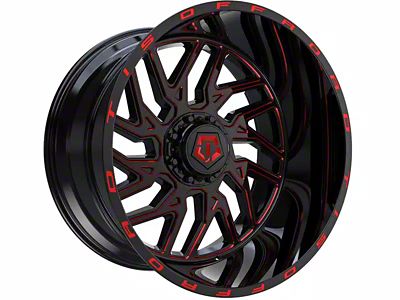 TIS 544BMR Gloss Black with Red Tint Accent 6-Lug Wheel; 20x12; -44mm Offset (24-25 Tacoma)