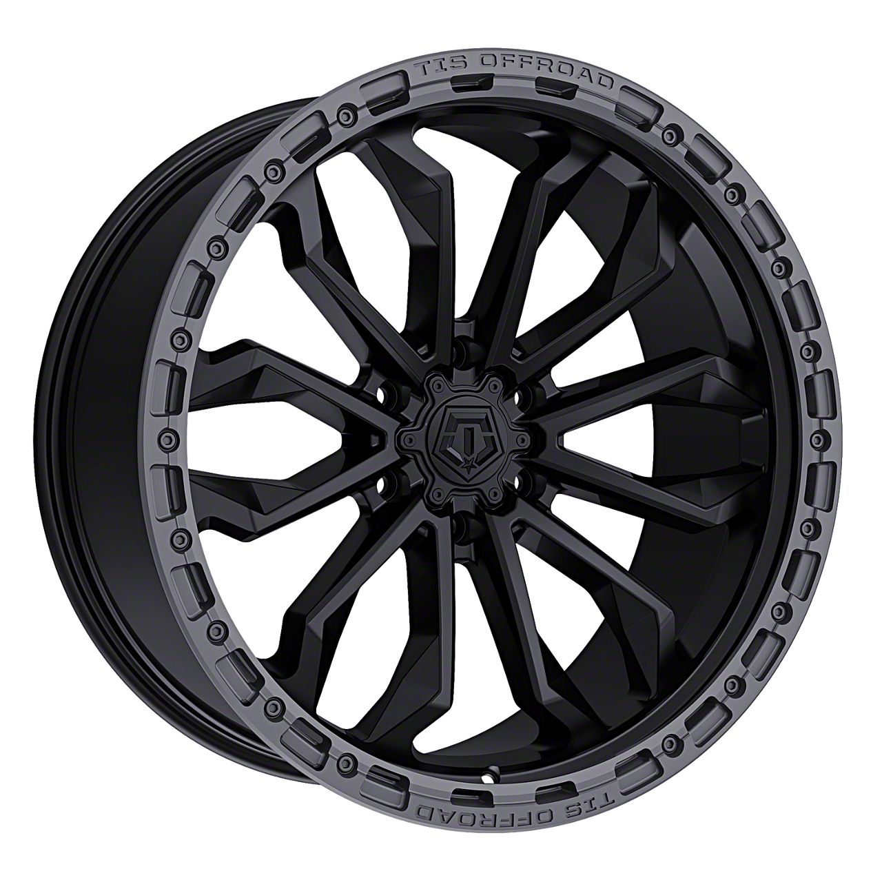 TIS Bronco 556 Satin Black with Anthracite Bead Ring 6-Lug Wheel; 22x10 ...