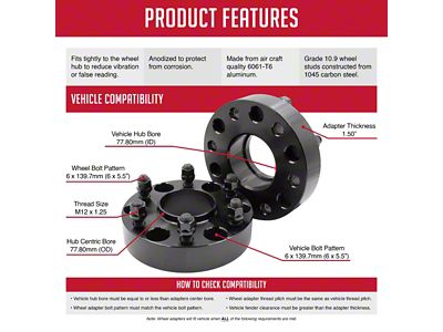 1.50-Inch Billet Aluminum Hubcentric 6-Lug Wheel Spacers (04-24 Titan)