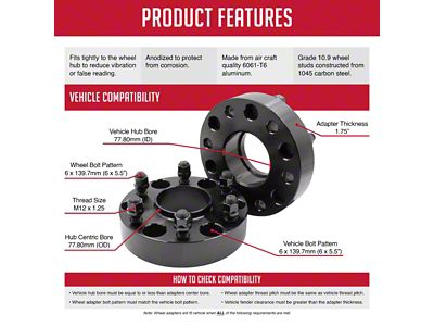 1.75-Inch Billet Aluminum Hubcentric 6-Lug Wheel Spacers (04-24 Titan)