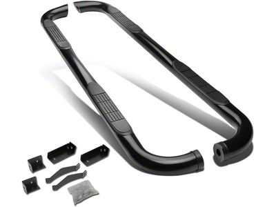 3-Inch Round Side Step Bars; Black (04-15 Titan King Cab)